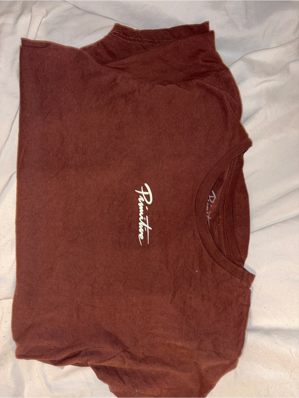 Primitive Short Sleeve Tee in Brick Red with White Script Logo